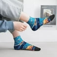 thumbnail image 6 of Uemuo Colorful Underwater Plant Turtle Printed Crew Socks, Moisture-Wicking Socks, Athletic Socks for Men Breathable Cushion Socks Casual Sport Socks for Running Traveling, 6 of 6