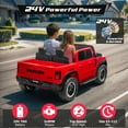 thumbnail image 3 of RAM 1500 24V Powered Ride on Cars for Kids, Extra large Real 2 Seat Ride on Toys with Remote Control, LED Light, MP3 Player, Electric Vehicles Ride on Truck for Boys Girls Gifts, Red, 3 of 10