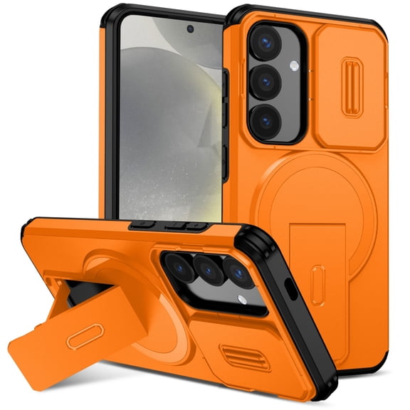 SELOZKE Compatible with Samsung Galaxy S25 2025 Orange Phone Holder, Magnetic Protective Phone Case