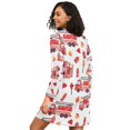 thumbnail image 2 of FORMRS Womens Long Sleeve Nightgowns Crew Neck Sleep Shirt Soft Pajamas Sizes S-3XL, White Cartoon Fire Truck Pattern, 2 of 8
