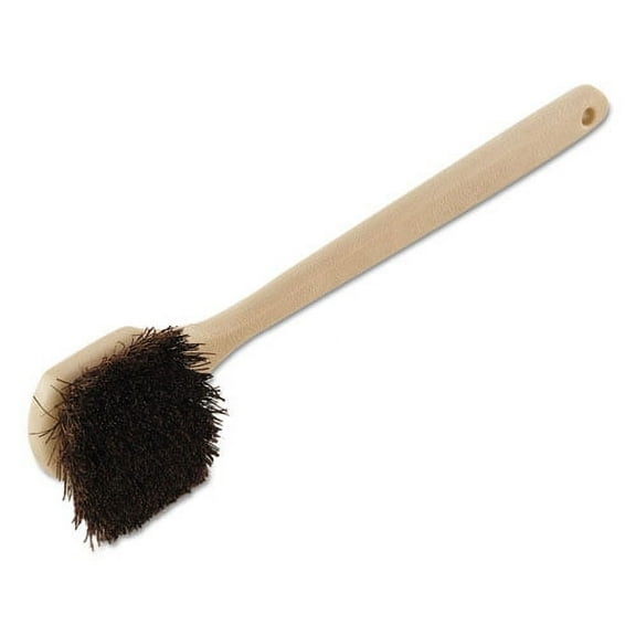 Utility Brush, Brown Palmyra Fiber Bristles, 5.5" Brush, 14.5" Tan Plastic Handle | Bundle of 2 Each