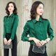 thumbnail image 4 of Camisas de seda auténtica de manga larga para mujer 2022, blusas y blusas verdes para oficina, 4 of 5
