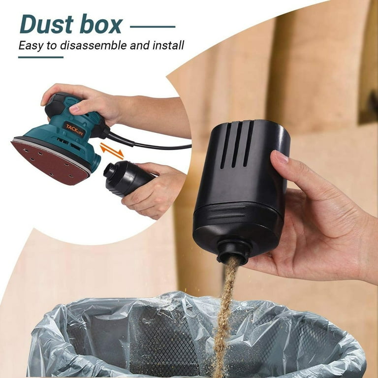 Tacklife 1.1A 130W 12 000 OPM Classic Mouse Detail Sander with 12Pcs Sandpapers and Efficient Dust Collection System for Tight Spaces Sanding in Home