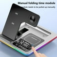 thumbnail image 6 of Isvgxsz New 3-In-1 Foldable Wireless Charger Wireless Charger Digital Display Clock Alarm Clock Rgb Light for Mobile Phone 15W Fast Charging for Watch Earphones Travel Essentials, 6 of 8