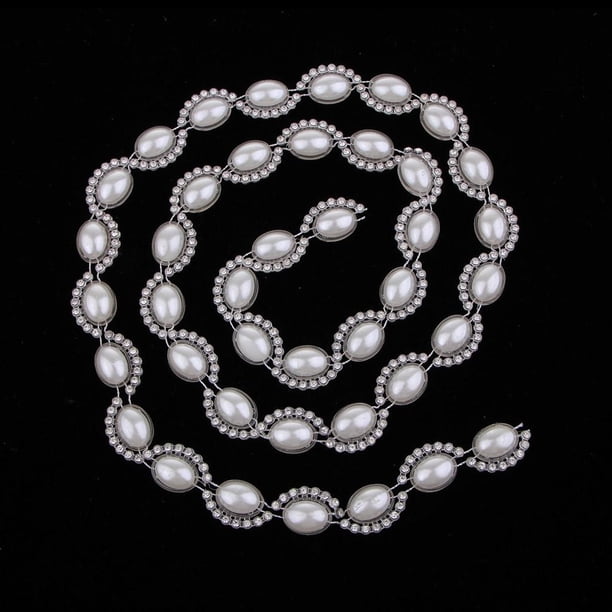 Adorno de perlas de imitación de de imitación, adorno de cadena con cierre de cristal, adorno de transparentes para manualidades y d Baoblaze Los adornos de diamantes de imitación cierran la cadena