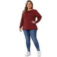 thumbnail image 3 of DARING DIVA Women's Plus Crew Neck T Shirt with Front Tucks 1X Burgundy, 3 of 7