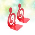 thumbnail image 2 of A Pair Book Bezel Metal Desktop Stand Simplicity Bookmark Music Treble Clef Shaped Non Skid Rack for DVDs Magazines (Red), 2 of 9