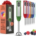 thumbnail image 1 of Potente batidora de inmersión, batidora de mano eléctrica de 500 vatios con modo turbo, base desmontable. Batidora de cocina de mano para sopa, batidos, puré, comida para bebés, cuchillas de acero ino, 1 of 5