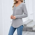 thumbnail image 6 of Craaazy Long Sleeved V-Neck Shirts for Women Solid Color Casual Curved Hem Tunic Tops Gifts, 6 of 8
