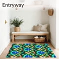 thumbnail image 3 of ODIKA 3'x5' Machine Washable Non-Slip Area Rug, Chic Vintage Garden Motif Featuring Art Nouveau Petals High Traffic Rug with Pad, Green, 733687, 3 of 8
