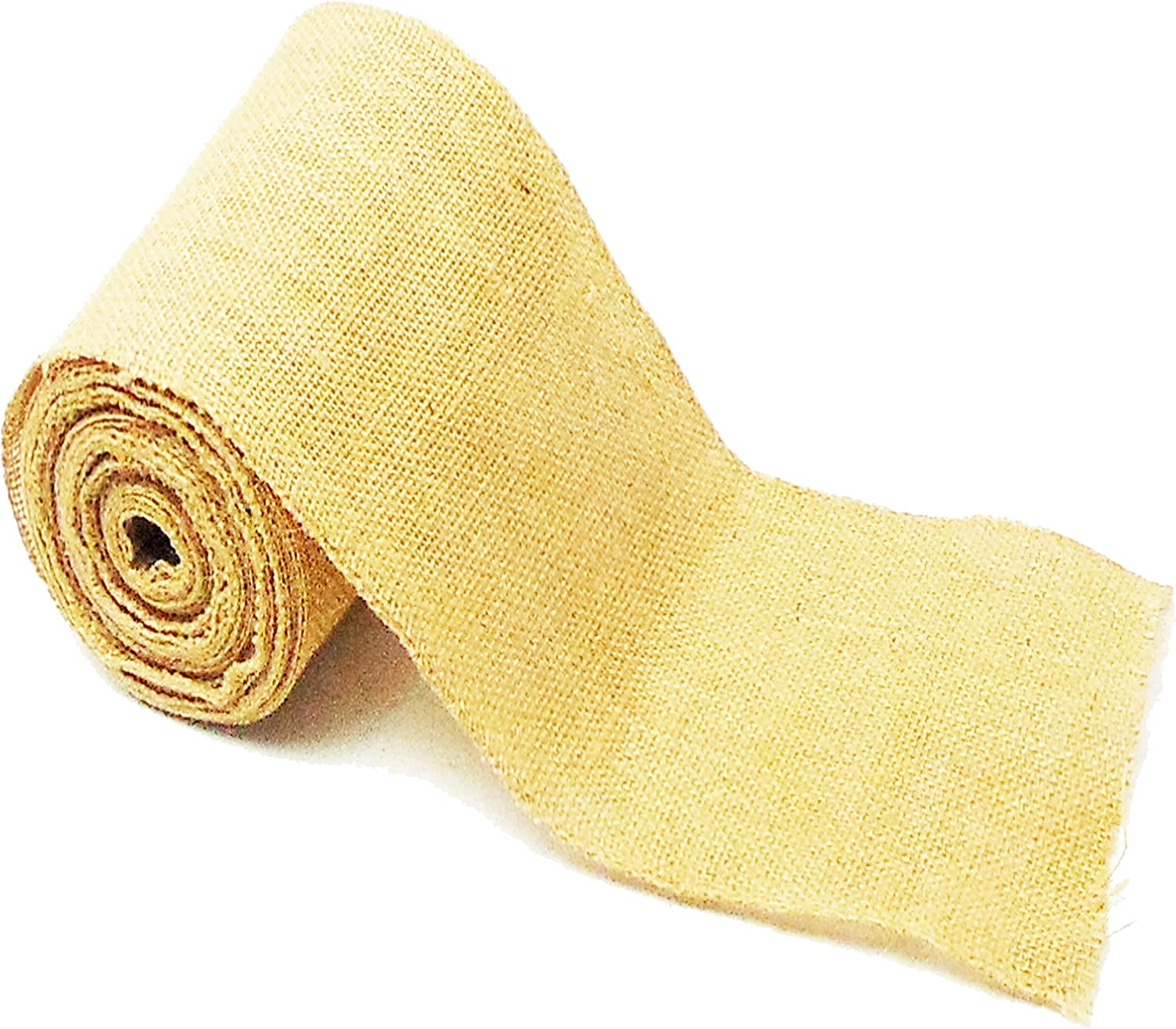 Burlap Ribbon 5 1/2 x 15 Yards Natural Jute 5.5 Inch 5 Yards 3 Rolls,  (Natural, 5-1/2Inch X 15yards) - Wide Rolls Tight Weave