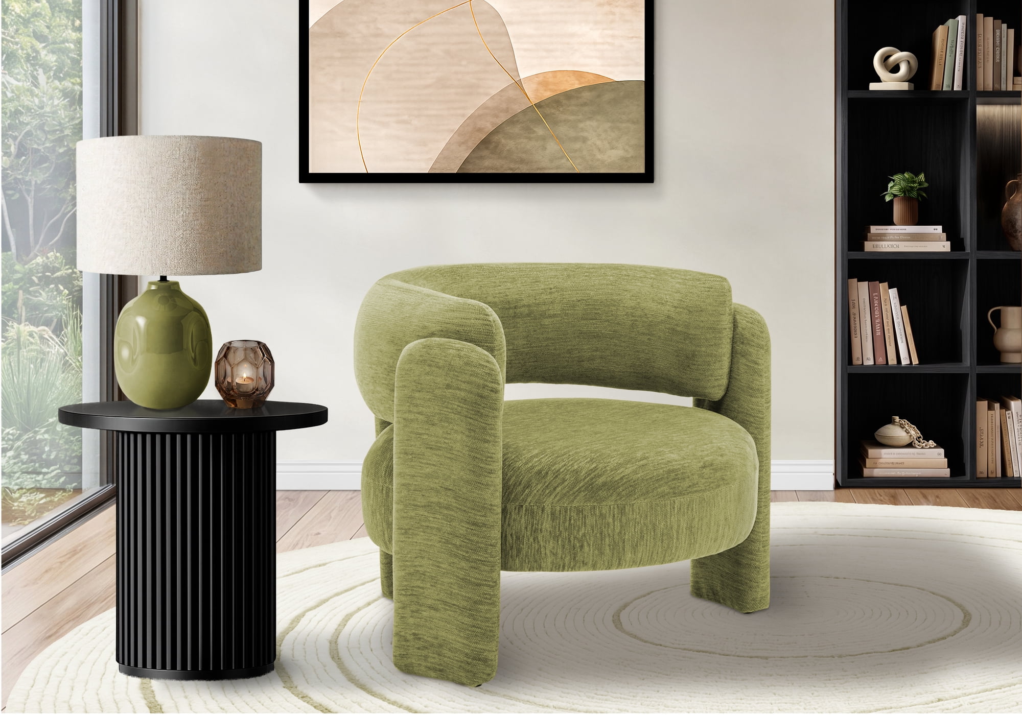 Monarch Specialties - I 8016 Accent Chair, 29"H, Upholstered, Living Room, Bedroom, Green Fabric