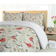 thumbnail image 4 of Ambesonne Christmas Duvet Cover Sets, Winter Ornaments Birds, 2-Queen, Pale Green and Multicolor, 4 of 6