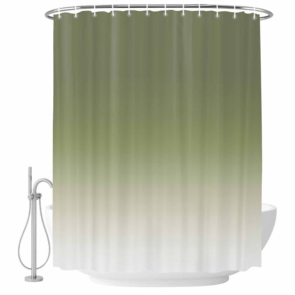 Shower Curtain Bathroom Set Sage Green Gradient Ombre Waterproof Fabric Shower Curtains with Grommets&Hooks, Solid Color Background Privacy Bath Curtain for Bathtub 36x72in