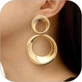 thumbnail image 1 of HAHDAXIA Boucles d'Oreilles Boho Rondes pour Femmes Pendantes Dorées Géométriques Boucles d'Oreilles Statement Boucles d'Oreilles Géométriques à Double Cercle pour Femmes Filles, 1 of 7