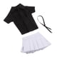 thumbnail image 4 of Figura femenina a escala 1/12, ropa, atuendo, falda corta, camisa y corbata, traje completo hecho a mano Camisa negra, 4 of 9