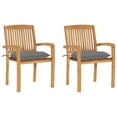 thumbnail image 3 of vidaXL 2x Solid Teak Wood Garden Chairs with Cushions Outdoor Multi Colors, 3 of 76