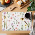 thumbnail image 2 of Pink Spring Floral Placemats Set of 6, Flowers Elegant Pastoral Leaves Placemats for Dining Table, Place Mats for Kitchen Tabletop, Waterproof Wipeable Dining Table Mats Set, 2 of 9