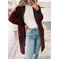 thumbnail image 5 of DOKOTOO Cardigans for Women Color Block Long Cardigan Sweaters Open Front Oversized Knit Outwear with Pockets S-2XL, 5 of 10
