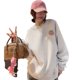 thumbnail image 5 of Suéter de manga larga con cuello redondo y estampado de Hello Kitty de dibujos animados japoneses para mujer, estilo perezoso, suelto, informal, de moda, otoño e invierno, 5 of 5