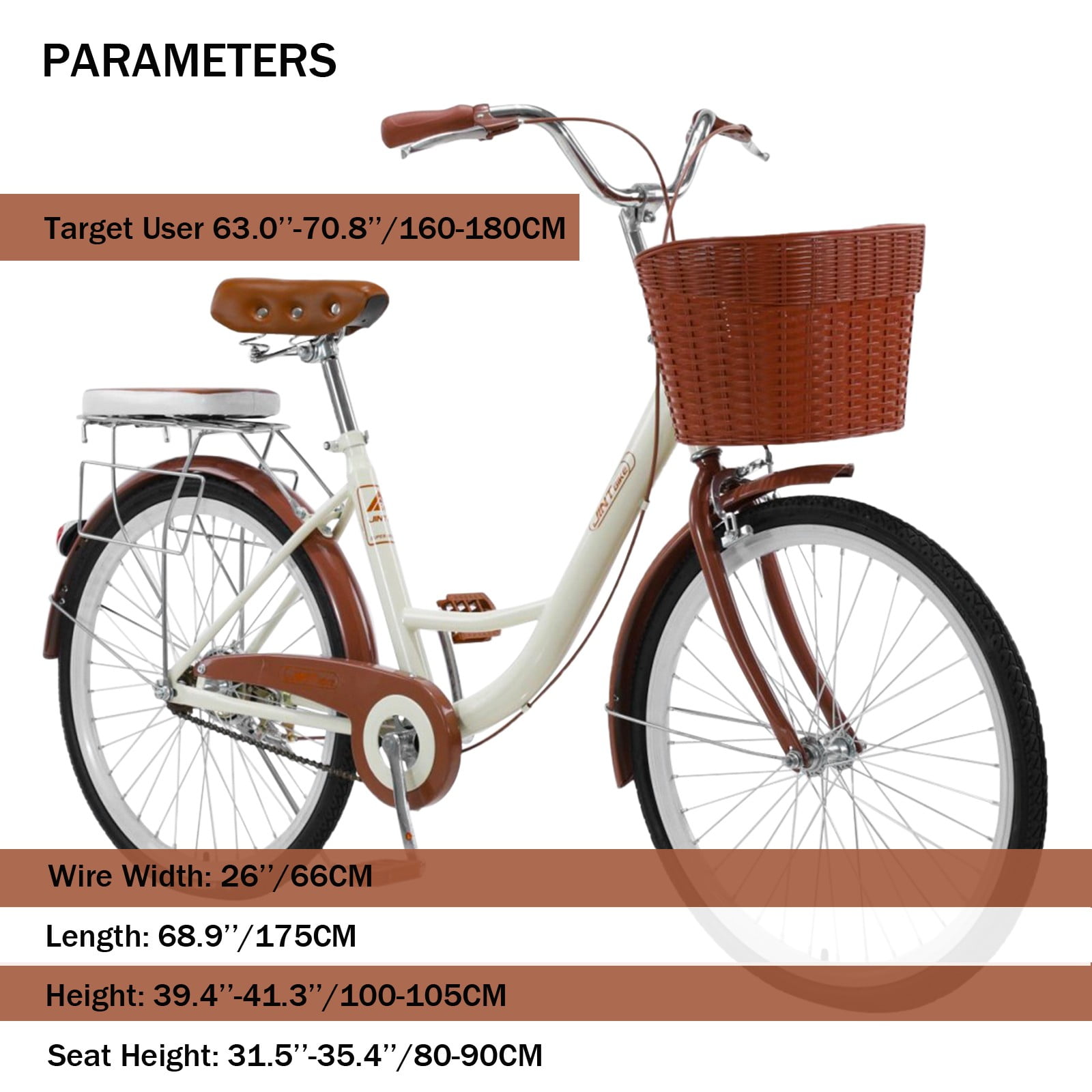 us Stocks Womens Bicycle 26 Inch Mountain Bike Comfortable Bicycle Classic Bicycle Retro Bicycle Beach Cruiser Bicycle High-Carbon Steel Frame Bicycle Retro Bike City Commuter Bike