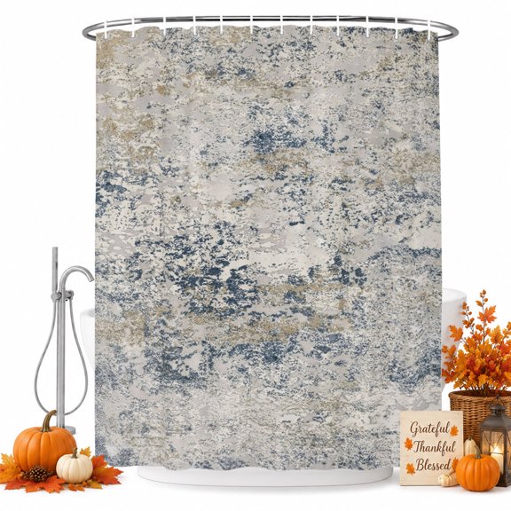 Blue Grey Boho Shower Curtain, Waterproof Shower Curtains for Bathroom, Retro Ethnic Tribe Abstract Art Washable Fabric Bathtub Curtain Set Bath Decor with 12 Hooks Extra Long 72"x96"