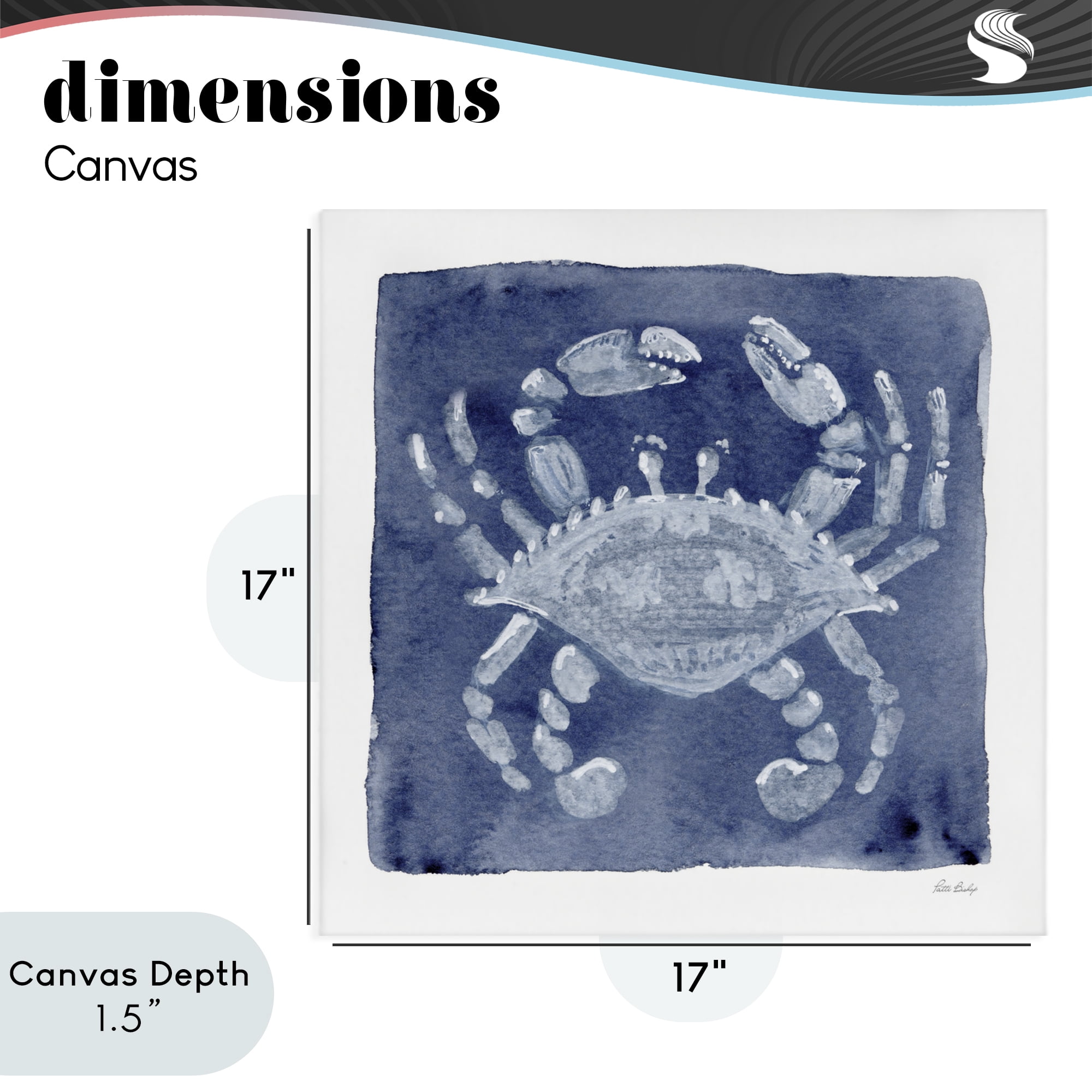 Stupell Industries White Crab on Indigo Canvas Wall Art, design by Patti Bishop