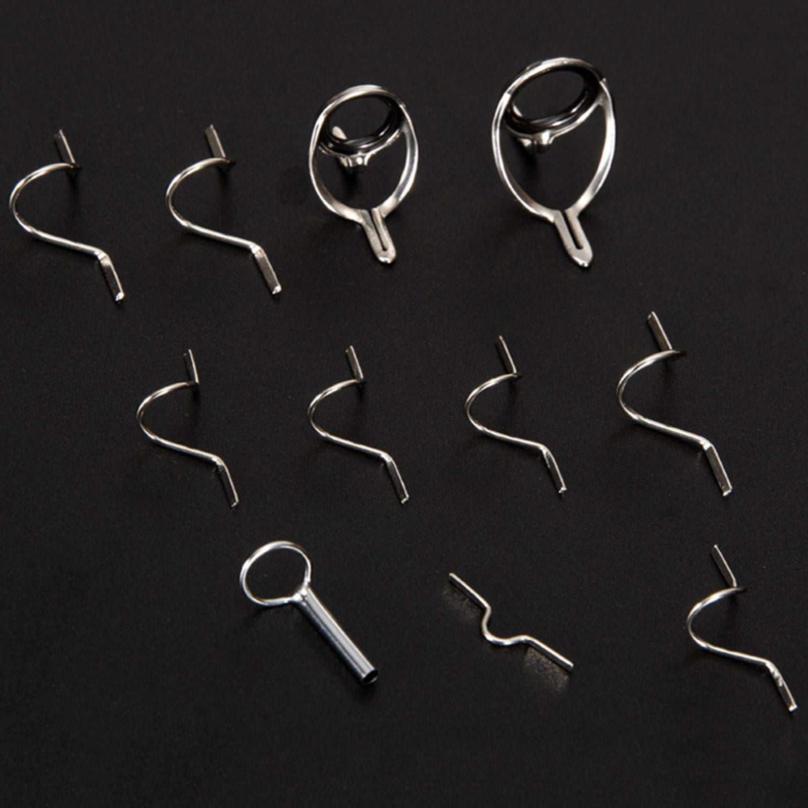 11 Pcs Black Fishing Fly Rod Guide Set - Stainless Steel Corrosion-Resistant Eye Rings