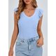 thumbnail image 3 of Remera PRETTYGARDEN Mujer Cuello en V Sin Mangas con Volados XL Celeste, 3 of 8