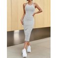 thumbnail image 1 of Dodycon-vestido ajustado con cuello Halter para mujer, vestido Midi acanalado, sin mangas, de punto acanalado, color liso, nuevo diseño de moda, 1 of 5