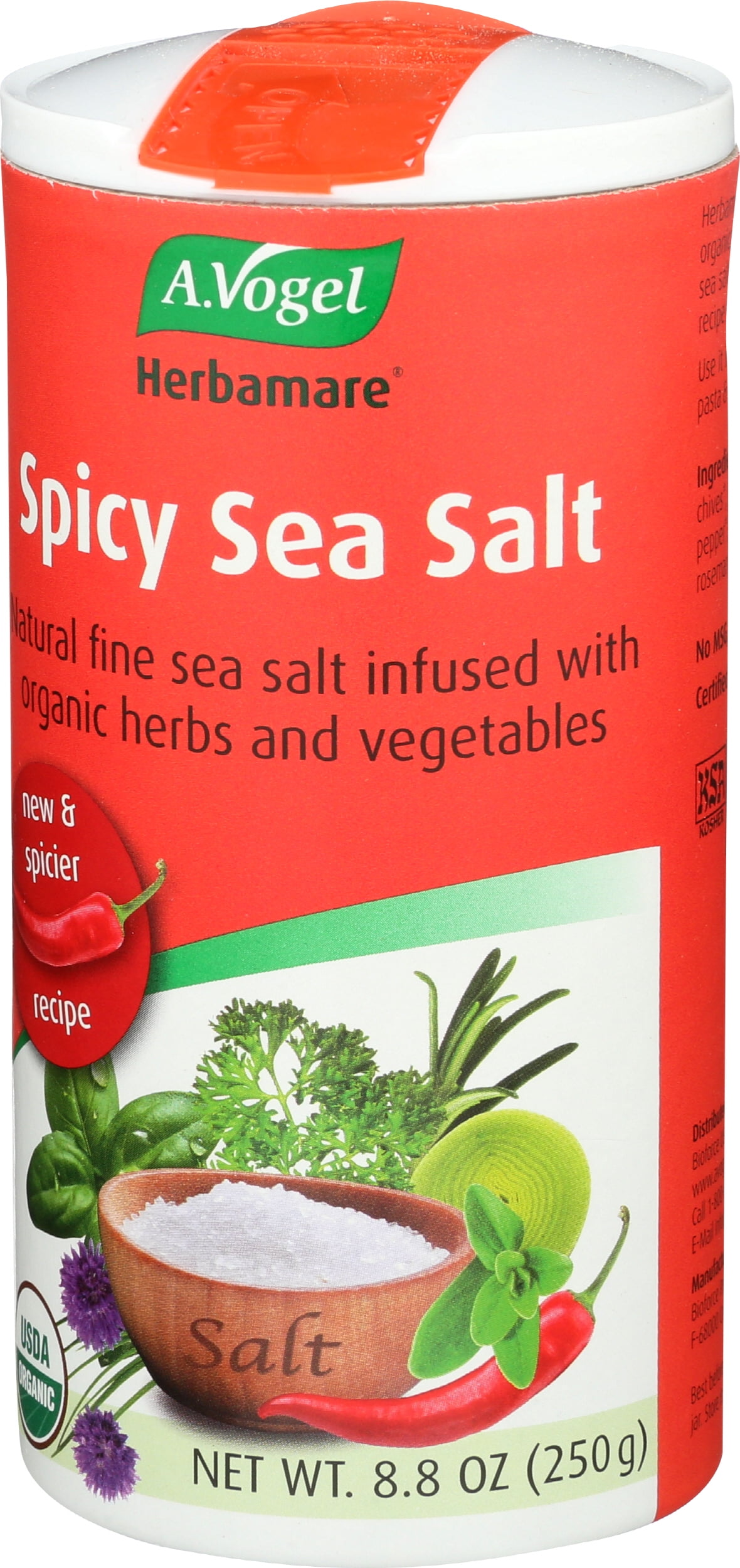 Pack of 6, A Vogel Spicy Organic Herbed Sea Salt, 8.8 oz