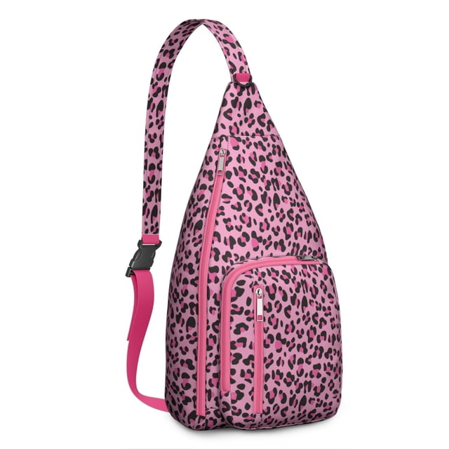 Aesthetic Cheetah Sling Backpack - Fashion Forward Spot Pattern, Layered Storage Shoulder Bag
