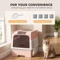 thumbnail image 6 of PawHut Cat Litter Box, Hooded Cat Litter Tray with Drawer Pan, 4 Deodorization Bags, Easy to Clean, Pink, 6 of 9