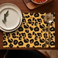 thumbnail image 4 of Yellow and Black Of Leopard Print Summer Placemats Table Placemats Set Of 6-Linen Kitchen Washable Placemats Table Mats 11.8"x17.7"Non-Slip Heat Resistant, 4 of 5
