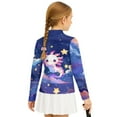 thumbnail image 2 of Psesaysky Girl's Cute Axolotl Galaxy Stars Graphic Print Preppy Cute Sweatshirts Long Sleeve Drop Shoulder Half Zipper Pullovers Athletic Thermal Coat 10-11 Years, 2 of 6