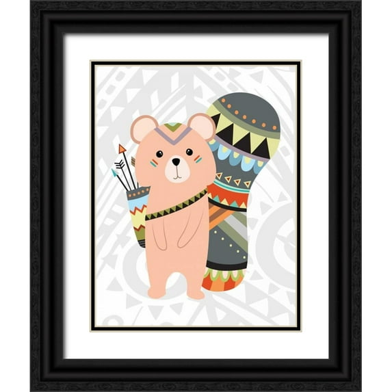 Robinson, Tamara 15x18 Black Ornate Wood Framed with Double Matting Museum Art Print Titled - Tribal Squirrel