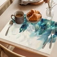 thumbnail image 4 of Turquoise Feather Placemats Set of 6, Farmhouse Rustic Modern Beige Washable Wipeable Table Mats for Dining Tables, Indoor Outdoor Kitchen Place Mats for Holiday Party Table Decor, 4 of 9