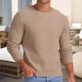 thumbnail image 2 of Sweaters for Men Knit Tops Blouse Men Classic V-Neck Long Sleeve Cable Thickened Thermal Knit Pullover Fall Winter Base Sweater, 2 of 9