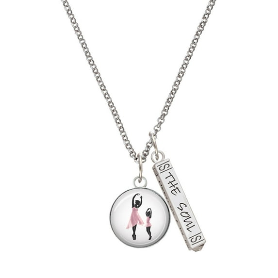 Delight Jewelry Silvertone Domed Ballet Dance Instructor Silvertone Hope Anchors the Soul Bar Charm Necklace, 23"