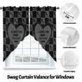 thumbnail image 6 of Swag Curtains Valances for Windows, Gray Black Valentine's Day Short Kitchen Window Curtains Over Sink, Vintage Love Geometric Pattern Cafe Curtains Panel Set Of 2,Rod Pocket, 36 Inches Length, 6 of 8