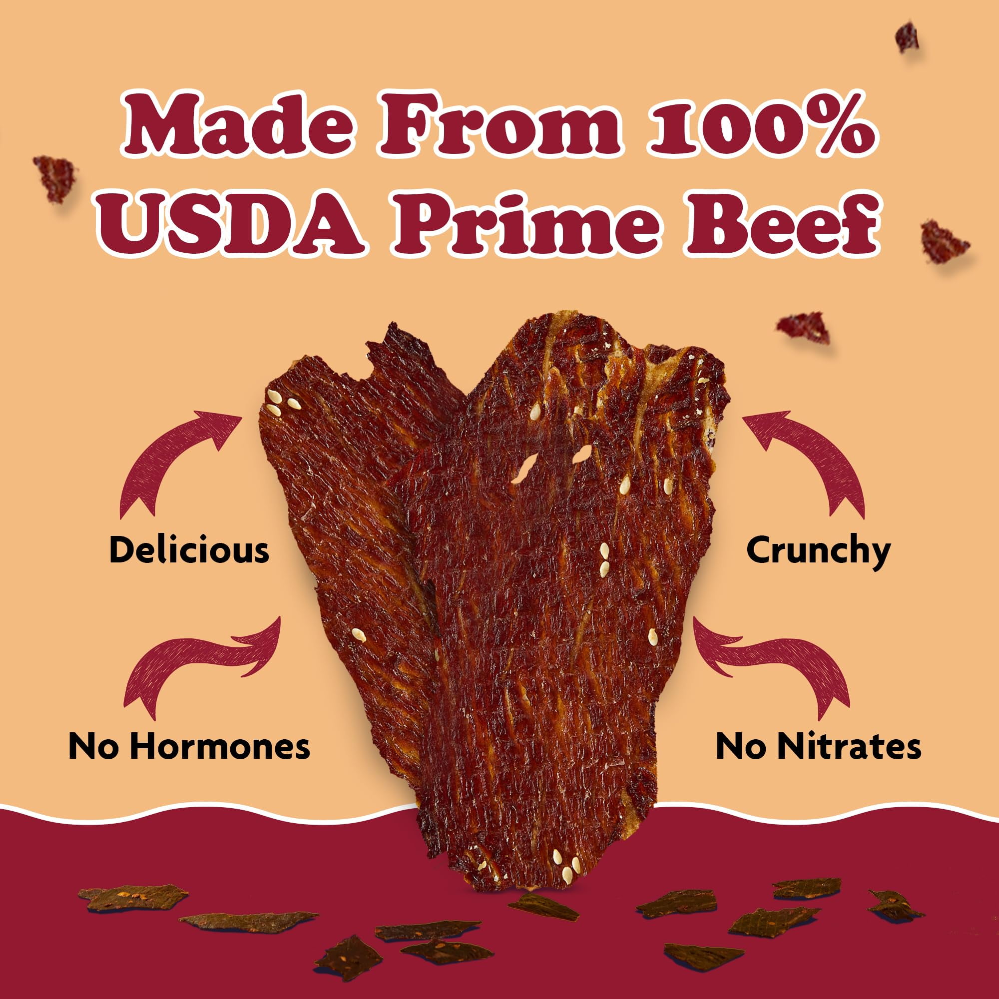 Yay's Snacks Sweet & Savory Beef Crisps, High-Protein Ready-to-Eat Crispy Crunchy Chipped beef, Teriyaki Beef Jerky with 28g Protein per Bag, Non-GMO Healthy Meat Snack, USA-Made pack of 3 (1.75 oz)