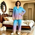 thumbnail image 2 of Dwelliawo Men's Cotton Pajama Sets, Soft Plaid PJS Long Sleeve Sleepwear 2 Piece Button Down Lounge Set Light Blue XL, 2 of 3