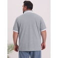 thumbnail image 3 of DARING DIVA Men's Big Tall Contrast Color Short Sleeve Button Down Polo 6XL Light Gray, 3 of 7