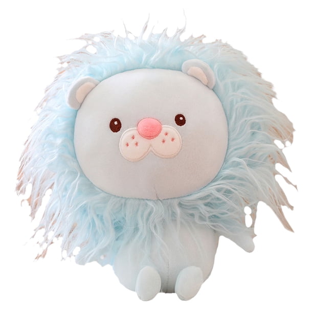 Muñeco de peluche de león de dibujos animados, colorido, pelo esponjoso, encantador animal salvaje, peluche, almohada de animal de peluche suave, muñeco de compañía para niños, decoración del hogar,