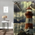 thumbnail image 2 of Pratyus Lighthouse Seagulls Clouds Printed Shower Curtain 100% Polyester Fiber Bathroom Decoration Washable Curtain with Hooks 60x72, 2 of 7