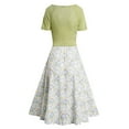 thumbnail image 5 of Edvintorg Dress Sets for Women Fashion Summer V-Neck Short Sleeve Floral Print Vacation Zipper Dress Sets Holiday Outfits for Women Green S, 5 of 7