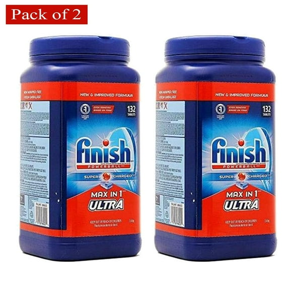 Finish Max in 1 Ultra Powerball Tabs, Dishwasher Detergent Tablets, 132 Tabs (Plastic Container Packaging) (Pack of 2) $26.49 ea.