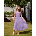 thumbnail image 2 of Vestido Arshiner para niñas adolescentes, verano, lila, 5-6 años, tul fruncido, 2 of 6