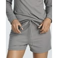 thumbnail image 5 of 2 Pack: Women's Ribbed Knit Long Sleeve Top and Shorts Pullover Lounge Pajama Set (Available In Plus Size), 5 of 6