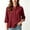 Wine, variant on Asgosdo Women Tops 3/4 Sleeve Mandarin Henley Shirt Collar Solid Clothes Crinkle Textured Outfits Half Button Loose Casual Blouses All Season Womens Shirts